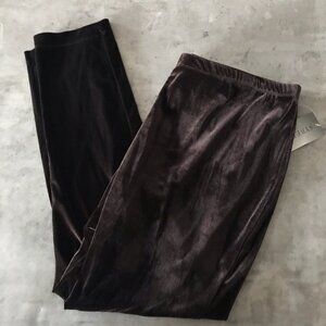 Brown Velvet Pants Womens 2X Pull on Grunge Comfort Casual Sybelle High Waisted